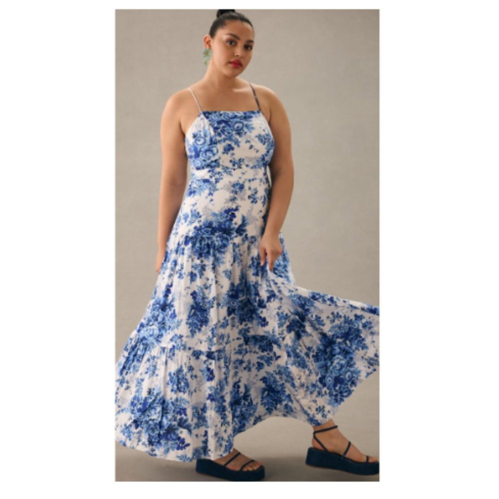 NWOT Anthropologie Maeve Dropped Waist Maxi Dress Size (L)